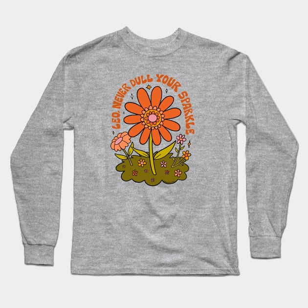 Leo Flower Long Sleeve T-Shirt by Doodle by Meg